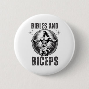 Bodybuilding Jesus Fitness Bibeln und Bizeps Lusti Button