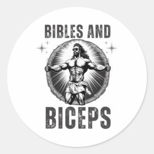 Bodybuilding Jesus Fitness Bibeln und Bizeps Lusti Runder Aufkleber