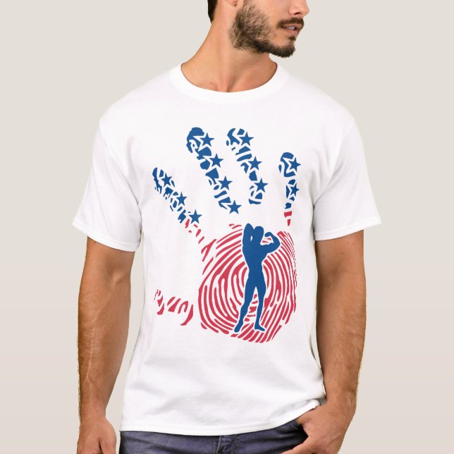 Bodybuilding_musculculculation_main_americain_drap T-Shirt (Vorderseite)