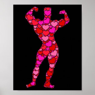 Bodybuilding Rosa rotes Herz Valentinstag Geschenk Poster