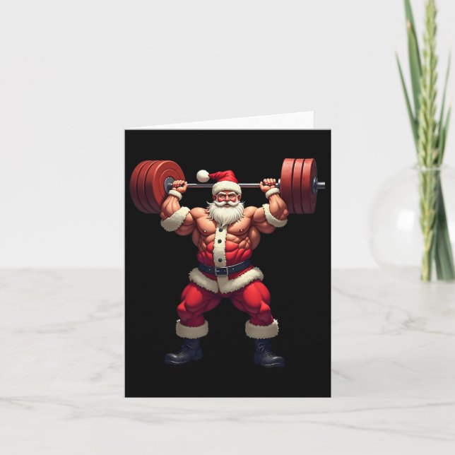 Bodybuilding Santa Claus Bodybuilder Weihnachtsgym Karte (Vorderseite)