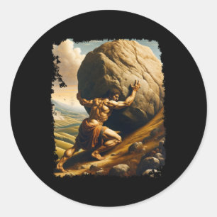 Bodybuilding Sisyphus Ausdauer Klick Art Griechisc Runder Aufkleber