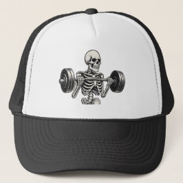 Bodybuilding Skeleton -Dark Gym Humor- Funny Skull Truckerkappe
