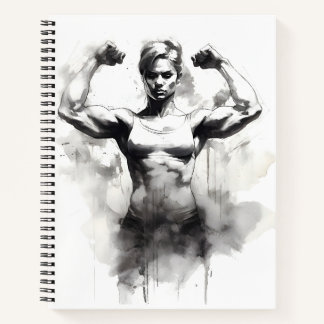 Bodybuilding Sketch Frauen, die ihre Muskeln flech Notizbuch