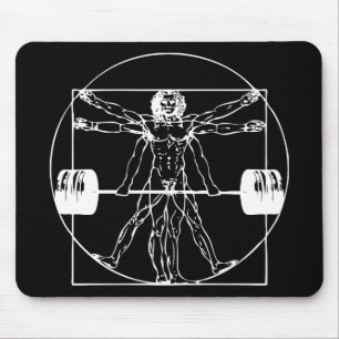 Bodybuilding - Vitruvian Barbell Man Mousepad