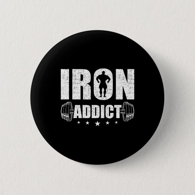 Bodybuilding Weightlifting Workout Gift Co. Iron A Button (Vorderseite)