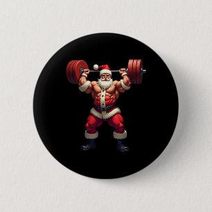 Bodybuilding Weihnachtsmann Bodybuilder Weihnachte Button