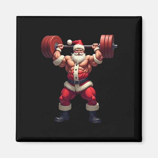 Bodybuilding Weihnachtsmann Bodybuilder Weihnachte Magnet (Vorne)