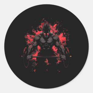 Bodybuilding-Workout Muskel Kraftdreikampf Anime M Runder Aufkleber