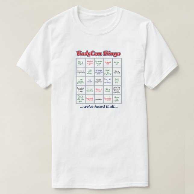 "BodyCam Bingo" (1) T-Shirt (Design vorne)