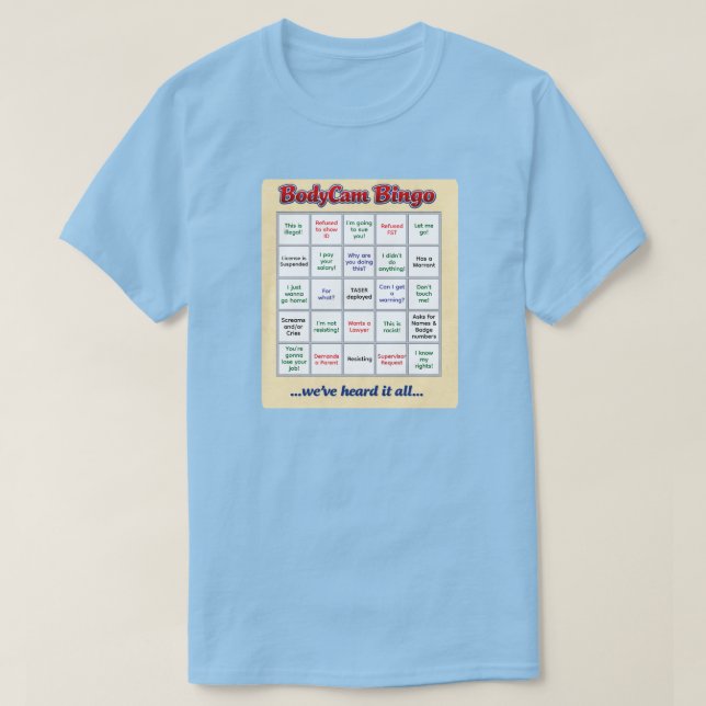 "BodyCam Bingo" (2) T-Shirt (Design vorne)