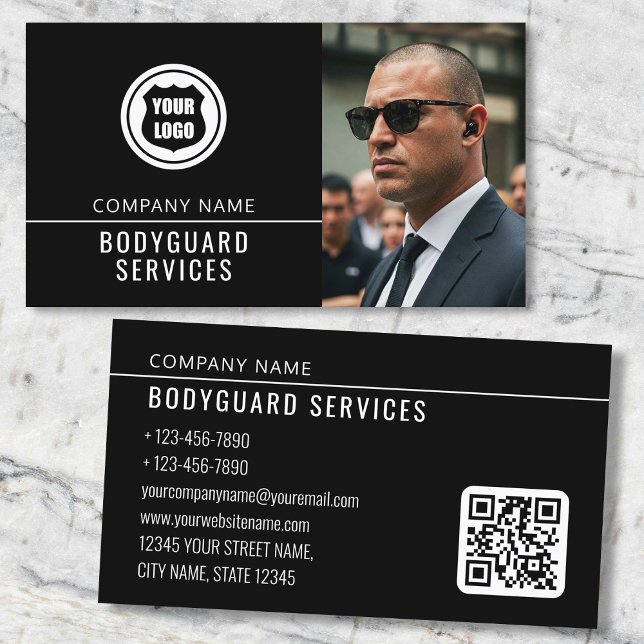Bodyguard Services Modern Foto Logo QR Code Visitenkarte (Von Creator hochgeladen)