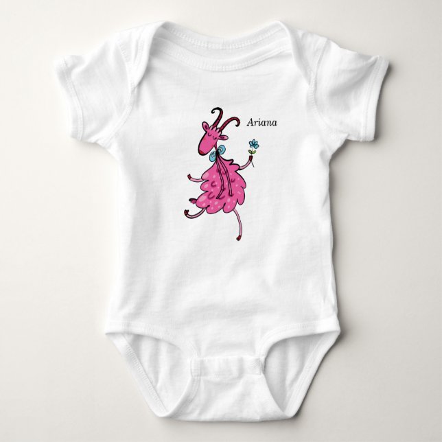 Bodysuit für Baby Girl mit rosa Ziege Baby Strampler (Vorderseite)