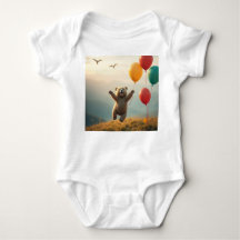 Bodysuit Glücklicher Bär mit Luftballons