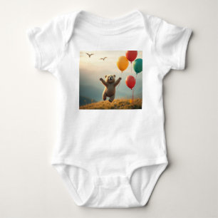 Bodysuit Glücklicher Bär mit Luftballons Baby Strampler