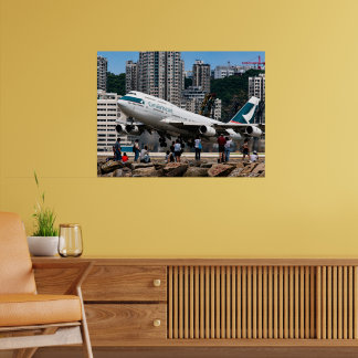 Boeing 747 epische Landung am Kai Tak Airport Poster