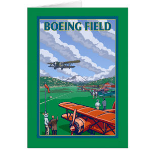 Boeing-Feld-Vintages Reise-Plakat