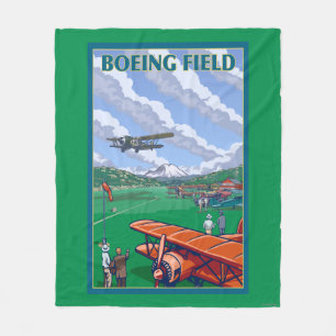 Boeing-Feld-Vintages Reise-Plakat Fleecedecke