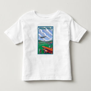 Boeing-Feld-Vintages Reise-Plakat Kleinkind T-shirt