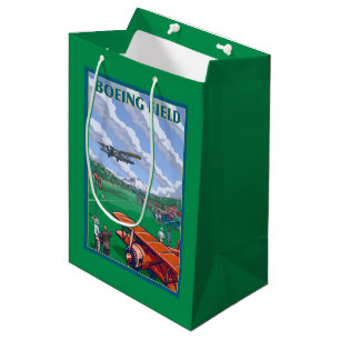 Boeing-Feld-Vintages Reise-Plakat Mittlere Geschenktüte