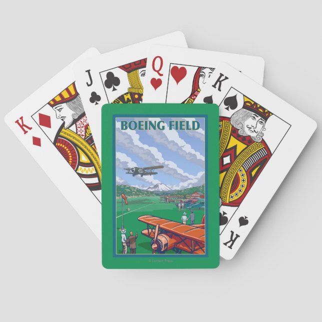 Boeing-Feld-Vintages Reise-Plakat Spielkarten (Rückseite)