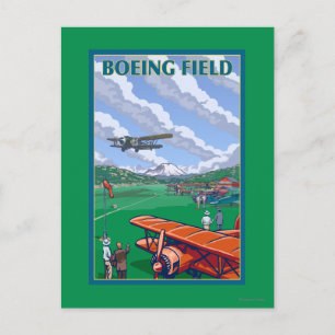 Boeing Field Vintage Travel Poster Postkarte