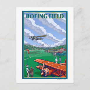 Boeing Field Vintage Travel Poster Postkarte