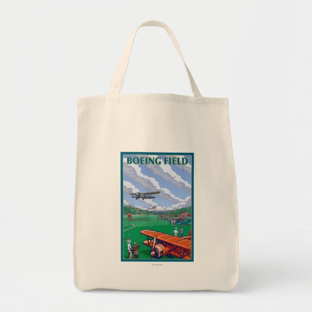 Boeing Field Vintage Travel Poster Tragetasche (Vorne)