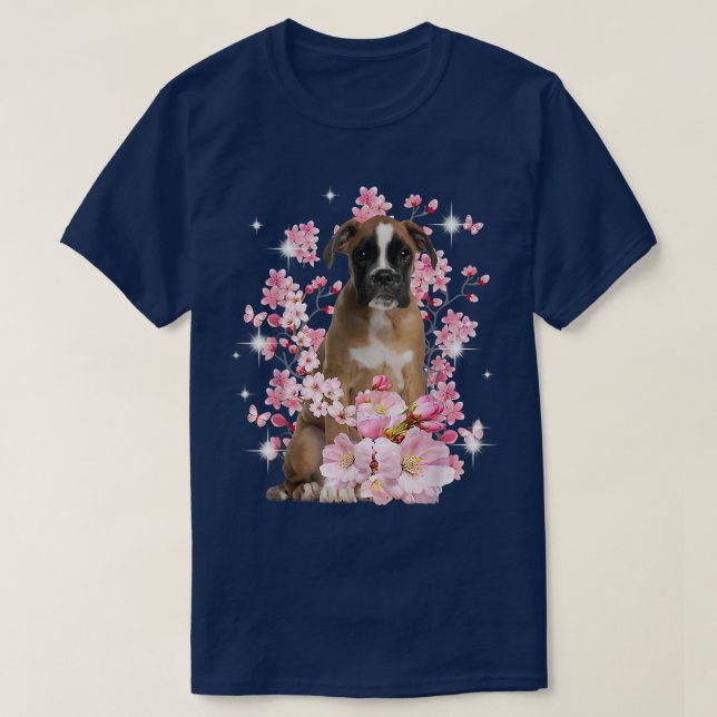 Boer Dog Japanese Cherry Blossom Sakura Blume T-Shirt (Design vorne)