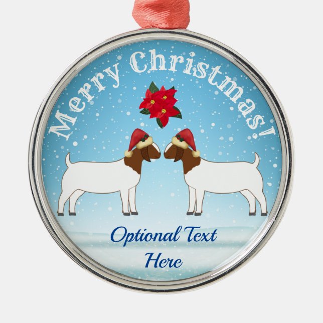 Boer Goat Christmas im Schnee Ornament Aus Metall (Vorne)