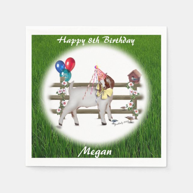 Boer Goat Personalisiert Birthday Party Napkins Serviette (Vorderseite)