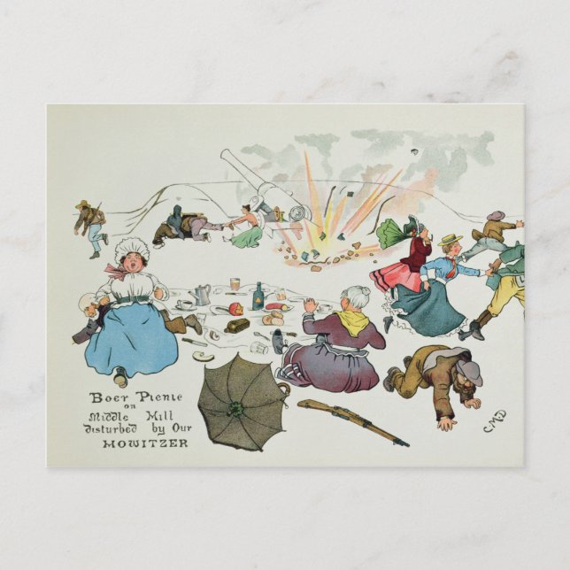Boer picknic auf Middle Hill gestört Postkarte (Vorderseite)