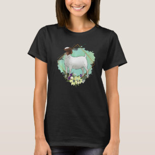 Boer Wether Goat Brace mit Blume Frame T-Shirt