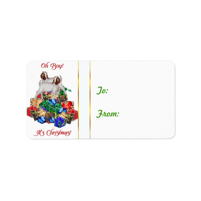 Boer Ziegen Weihnachtsgeschenk Tag Sticker Adressaufkleber (Vorne)