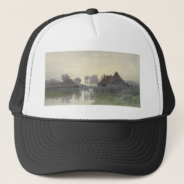 Boer Zuhause auf dem Wasser in Morgennebel Truckerkappe (Vorderseite)