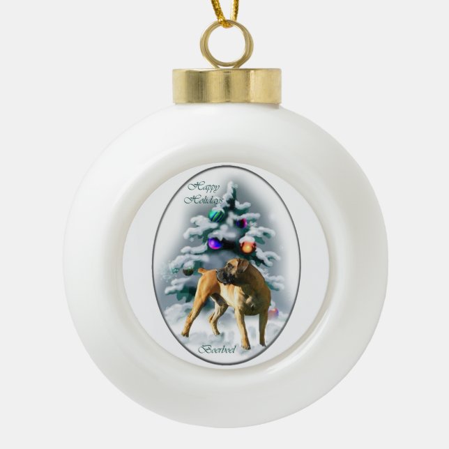 Boerboel Christmas Keramik Kugel-Ornament (Vorderseite)