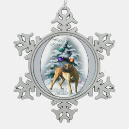 Boerboel Christmas Schneeflocken Zinn-Ornament