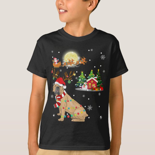 Boerboel Dog Light Christmas Rentier Tree Xmas Gi T-Shirt (Vorderseite)
