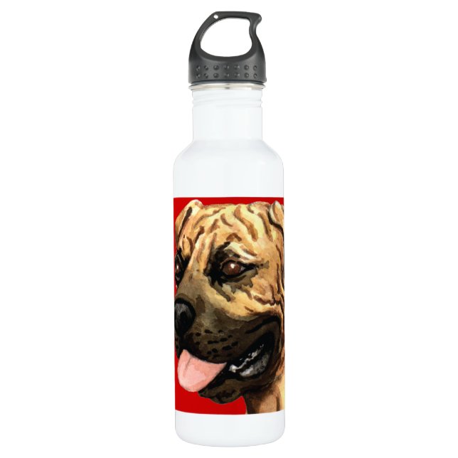 Boerboel-Farbblock Edelstahlflasche (Vorderseite)
