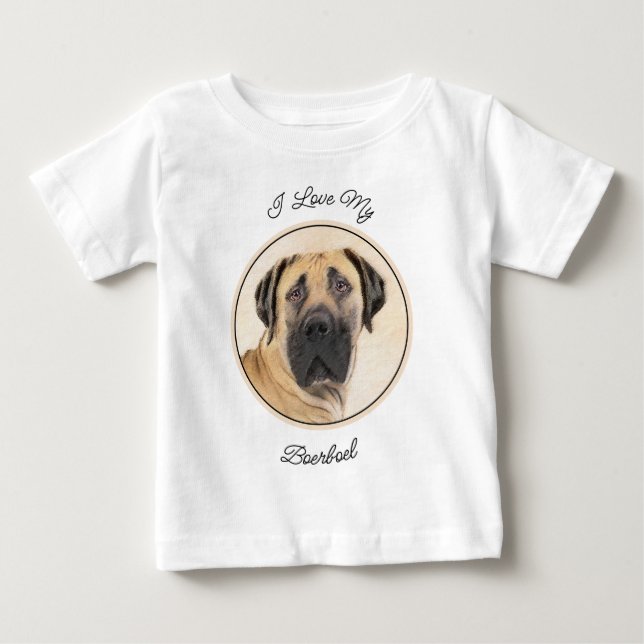 Boerboel-Malerei - Niedliche Original Hunde-Kunst Baby T-shirt (Vorderseite)