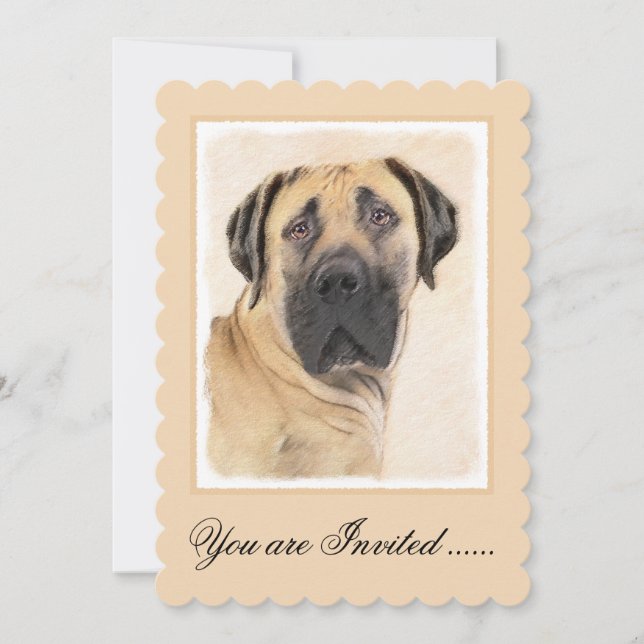 Boerboel-Malerei - Niedliche Original Hunde-Kunst Einladung (Vorderseite)
