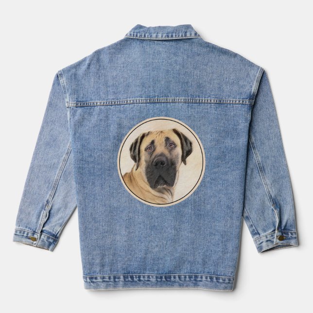 Boerboel-Malerei - Niedliche Original Hunde-Kunst Jeansjacke (Rückseite)
