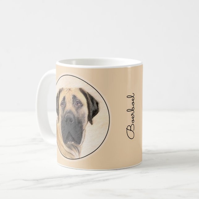 Boerboel-Malerei - Niedliche Original Hunde-Kunst Kaffeetasse (Vorderseite Links)