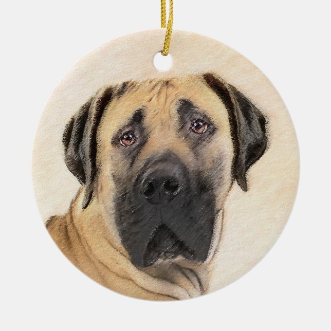 Boerboel-Malerei - Niedliche Original Hunde-Kunst Keramik Ornament (Vorne)