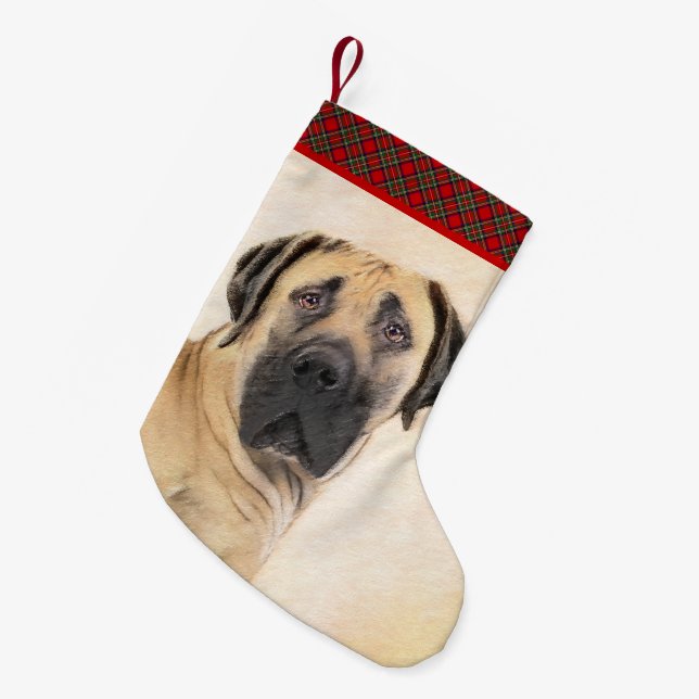 Boerboel-Malerei - Niedliche Original Hunde-Kunst Kleiner Weihnachtsstrumpf (Vorderansicht (hängend))