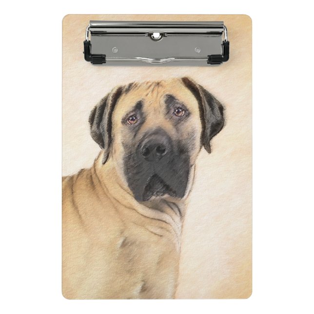 Boerboel-Malerei - Niedliche Original Hunde-Kunst Mini Klemmbrett (Vorderseite)