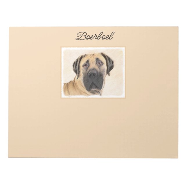 Boerboel-Malerei - Niedliche Original Hunde-Kunst Notizblock (Vorderseite)