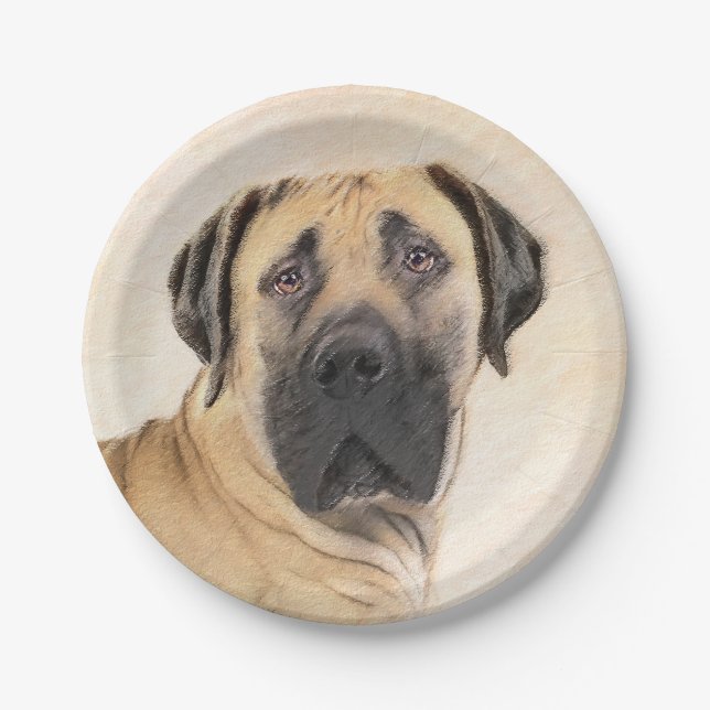 Boerboel-Malerei - Niedliche Original Hunde-Kunst Pappteller (Vorderseite)