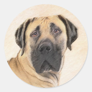 Boerboel-Malerei - Niedliche Original Hunde-Kunst Runder Aufkleber