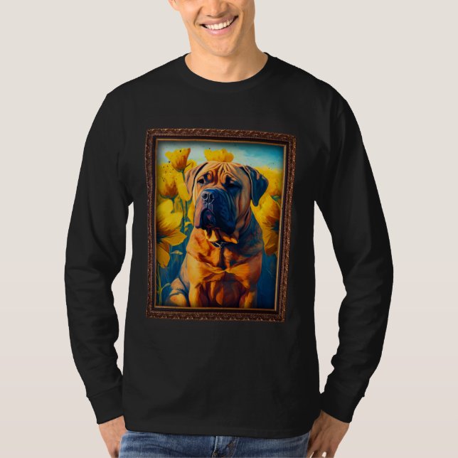 Boerboel Painting Sunflower Flower Mom Women Flora T-Shirt (Vorderseite)